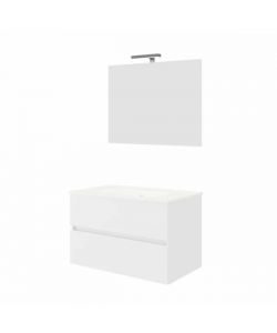 COMPO Mobile Bagno Sospeso Bianco Lucido con Lavabo e Specchio 60 cm