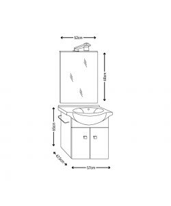 Savinidue Mobiletto Bagno in Rovere Fumo 57x47,5x65cm con Specchio LED