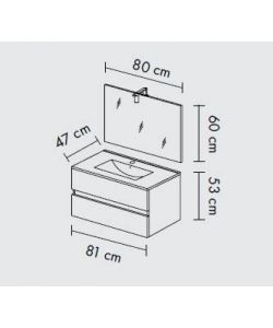 Savinidue Composizione Bagno Easy Bianco Lucido - Mobile Sospeso con Lavabo Ceramica