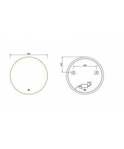Specchiera Tonda LED 80x80 cm Touch - Illuminazione Moderna per Bagno
