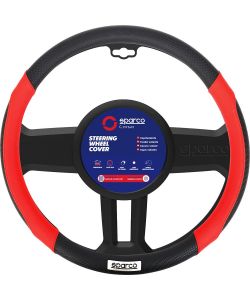 Coprivolante SPC1113 auto universale rosso e nero con dettagli traforati
