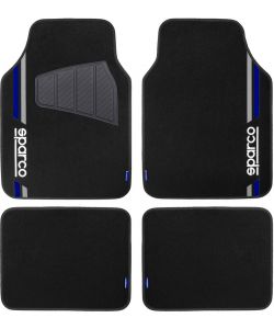 Set 4 tappetini neri e blu per auto Sparco