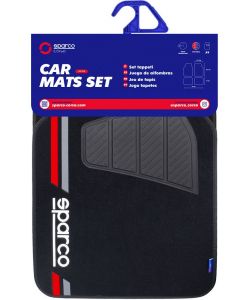 Set 4 tappetini neri e rossi per auto Sparco