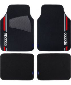 Set 4 tappetini neri e rossi per auto Sparco