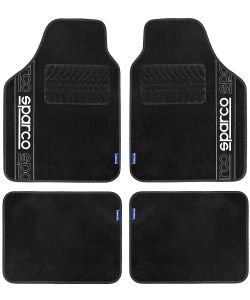 Set 4 tappetini neri per auto Sparco in moquette