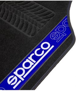 Set 4 tappetini neri e blu per auto Sparco in moquette