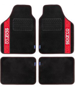 Set 4 tappetini neri per auto Sparco in moquette
