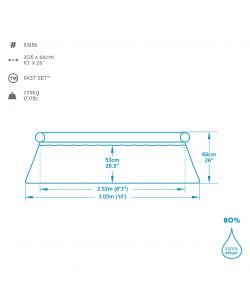 Bestway Piscina gonfiabile tonda Fast Set Blu 305 x 66 cm per esterni