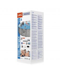 Bestway Set Piscina Fuori Terra Rotonda 5,49 m Effetto Pietra Grigia