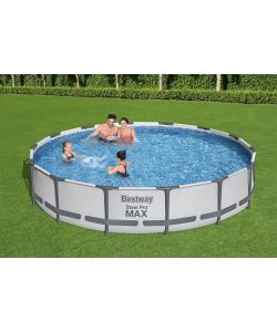 Bestway Piscina Fuori Terra Rotonda 427x84 cm Grigia con Telaio Acciaio