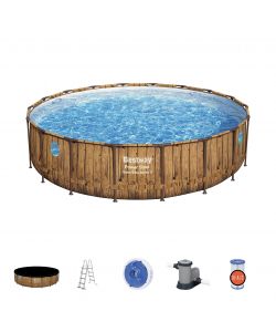 Bestway Piscina Tonda Power Steel - Effetto Legno - 549x122 cm