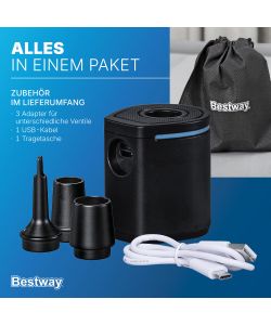 Bestway Pompa Elettrica PowerTouch Pocket USB Nero 5,7x5x6,5 cm