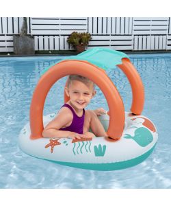 Bestway Canotto per Bambini Comfort Plush Turchese 84x67 cm con Parasole