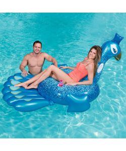 Bestway Gonfiabile Cavalcabile Pavone Glitter - Blu - 198x164 cm