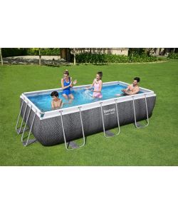 Bestway Piscina Rettangolare 404x201 cm in PVC Grigia con Pompa Filtro