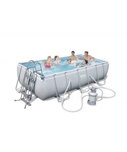 Bestway Piscina Rettangolare Power Steel - Chiaro - 404x201 cm