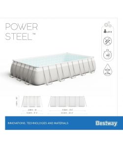 Bestway Piscina Power Steel Rettangolare 956x488x132 cm Grigio