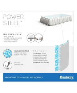 Bestway Piscina Power Steel Rettangolare 956x488x132 cm Grigio