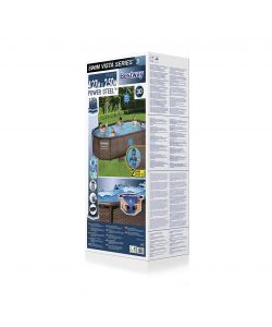 Bestway Piscina Ovale con Oblò 427x250x100 cm Marrone Design Rattan