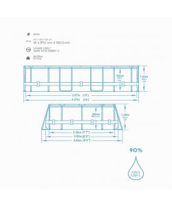 Bestway Piscina Ovale con Oblò 427x250x100 cm Marrone Design Rattan
