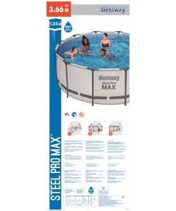Bestway Piscina Fuori Terra Rotonda 366x122 cm Grigia con Pompa e Scaletta