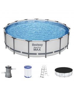 Bestway Piscina Rotonda Steel Pro Max � 457 x 107 cm Grigio con Pompa