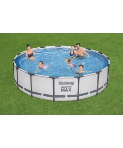 Bestway Piscina Rotonda Steel Pro Max Ø 457 x 107 cm Grigio con Pompa