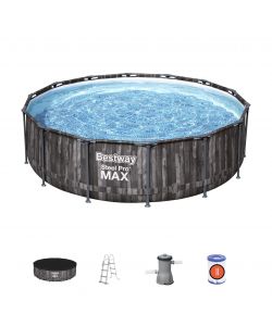 Bestway Piscina Fuori Terra Steel Pro Max 427x107 cm Effetto Legno Scuro