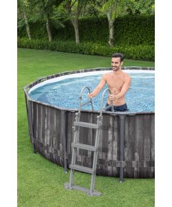 Bestway Piscina Fuori Terra Steel Pro Max 427x107 cm Effetto Legno Scuro