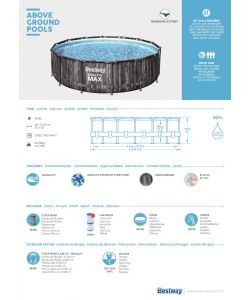 Bestway Piscina Fuori Terra Steel Pro Max 427x107 cm Effetto Legno Scuro