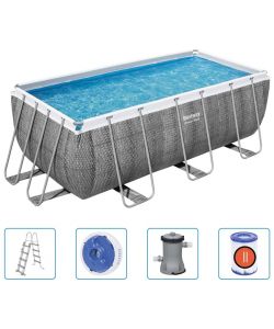 Bestway Set Piscina Power Steel Rettangolare 412x201x122 cm