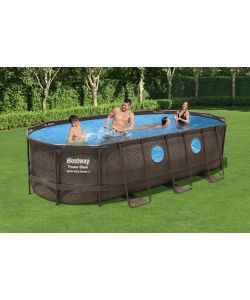 Bestway Piscina Rattan Marrone Oval 549x274x122 cm con Pompa e Copertura