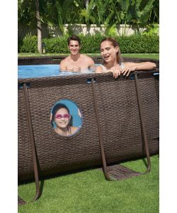 Bestway Piscina Rattan Marrone Oval 549x274x122 cm con Pompa e Copertura