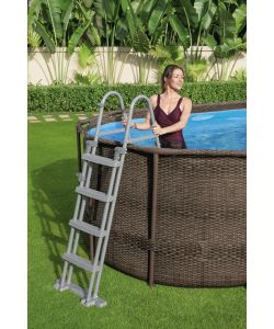 Bestway Piscina Rattan Marrone Oval 549x274x122 cm con Pompa e Copertura