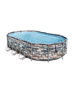 Bestway Piscina Ovale Power Steel Comfort Jet 610x366 cm con LED