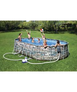 Bestway Piscina Ovale Power Steel Comfort Jet 610x366 cm con LED