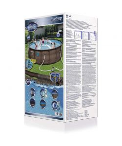 Bestway Piscina Power Steel Rotonda 488x122 cm Effetto Rattan Marrone