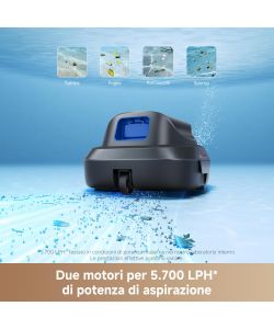 Mova Robot Pulitore per Piscina Diver R10 Nero senza Filo 5700 LPH 120 min