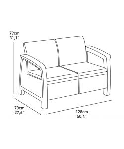 Keter Set da giardino Corfu - Salotto bianco con cuscini grigi 4 pezzi
