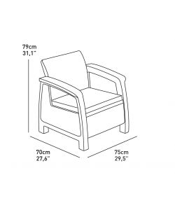 Keter Set da giardino Corfu - Salotto bianco con cuscini grigi 4 pezzi