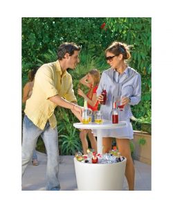 Keter Tavolino portaghiaccio Cool Bar bianco 49,5x49,5x57-84,5 cm