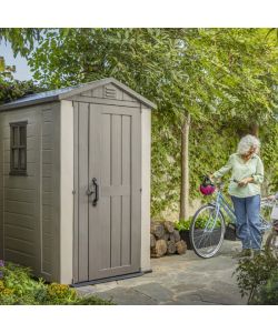 Keter Casetta da Giardino Factor Beige 129,5x188,5 cm con Pavimento