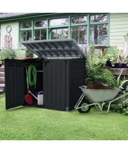Keter Armadietto Esterno Store It Out Max Antracite 146x82x125 cm - Contenitore Giardino Impermeabile - Mobile Multiuso con 2 Ante e Coperchio