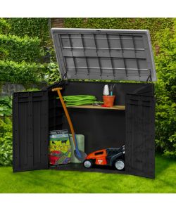 Keter Armadietto Esterno Store It Out Max Antracite 146x82x125 cm - Contenitore Giardino Impermeabile - Mobile Multiuso con 2 Ante e Coperchio
