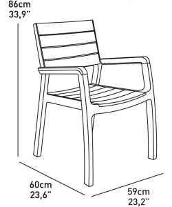 Keter Sedia Harmony Graffite/Bianco 59x60x86 cm con Braccioli