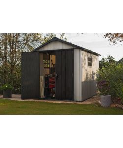 Keter Casetta da Giardino Oakland - Grigio Effetto Legno - 230x350x242 cm