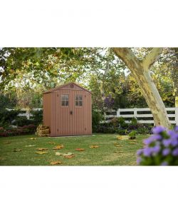 Keter Casetta da Giardino Darwin 6x4 - Effetto Legno - 190x122x221 cm