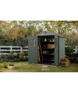 Keter Casetta da Giardino Darwin Verde - Resina Effetto Legno - 190x122x211 cm