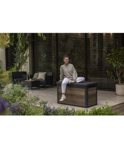 Keter Baule in Resina Signature Deco Box 100 Effetto Legno 380L 122,9x62,1xh70,6 cm Noce