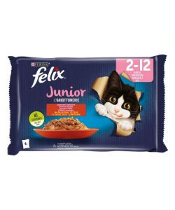 Felix Le ghiottonerie per Gatto Junior con Manzo e pollo 4x85g